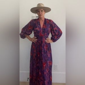 Chasing Unicorns Floral Maxi Dress Size Small Purple Pink and Red New with Tags